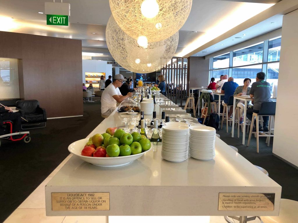 Qantas International Business Lounge Sydney table